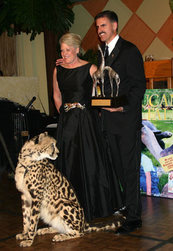 Joan and Kramer the Cheetah at the Miami MetroZoo's Ball of the Wild. 